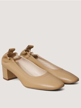 Everlane The Day Heel Light Taupe Sz 7.5 Block Heel Ballet Inspired NEW w/o Box